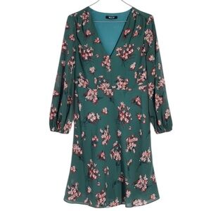 Madewell Butterfly Meadow Green Long Sleeve Dress Size 8